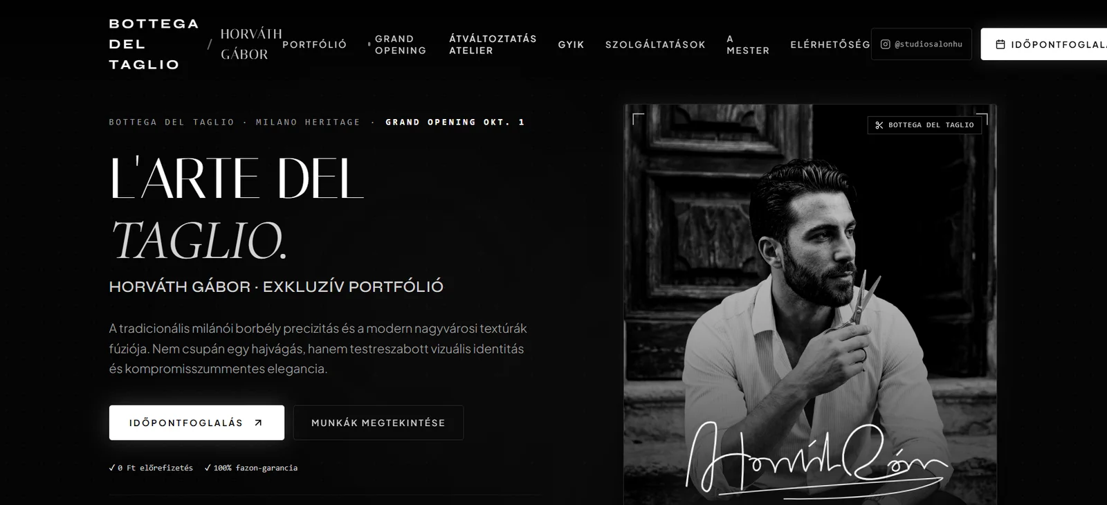 Bottega del Taglio – Prémium szolgáltatás & Barber